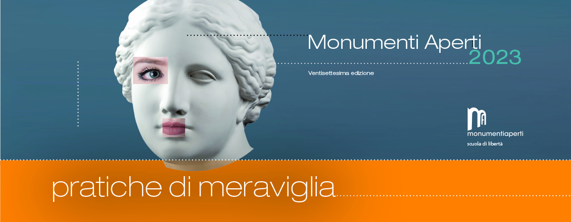 locandina pratiche di meraviglia, "Monumenti aperti" 2023 a Cagliari
